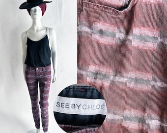 The CHLOE Earth x Roots IKat Jeans Vintage 2000s Stretch Cotton Hiphugger Slim Fit Designer Bottoms