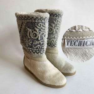 The Tecnica Nordic Snow Queen Vintage 90s Snow Boots Genuine Goat Fur Muk Luk Chukka Après Ski Wool US6.5  UK4 EU37 JP22 Women’s Shoes