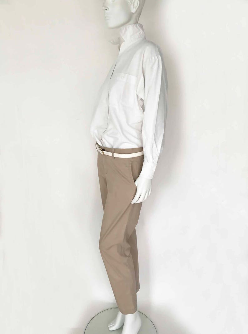 The Chic in Chinos Vintage 90s Khaki Trousers Bottoms Cropped Chinos Cotton Stretch Hip Huggers Slim Fit