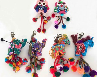 The Thai Me On Animals Set of 6 Lanyard Vintage 90s Phone Jewelry Curtain Clips Home Décor  Animal Boho Accessories Purse