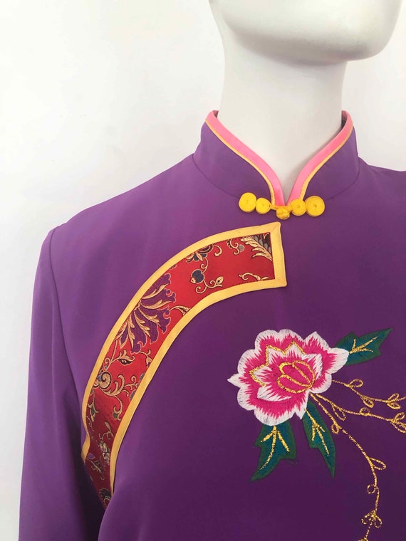 The Purple Dragon Mao Vintage 70s Dress Cheongsam Chi… - Gem