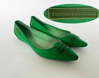 The SIGERSON MORRISON Green Screen Molded Rubber Flats Vintage 2000s Shoes Heels US7 UK4.5 EUR37.5  JAP23  KOR241