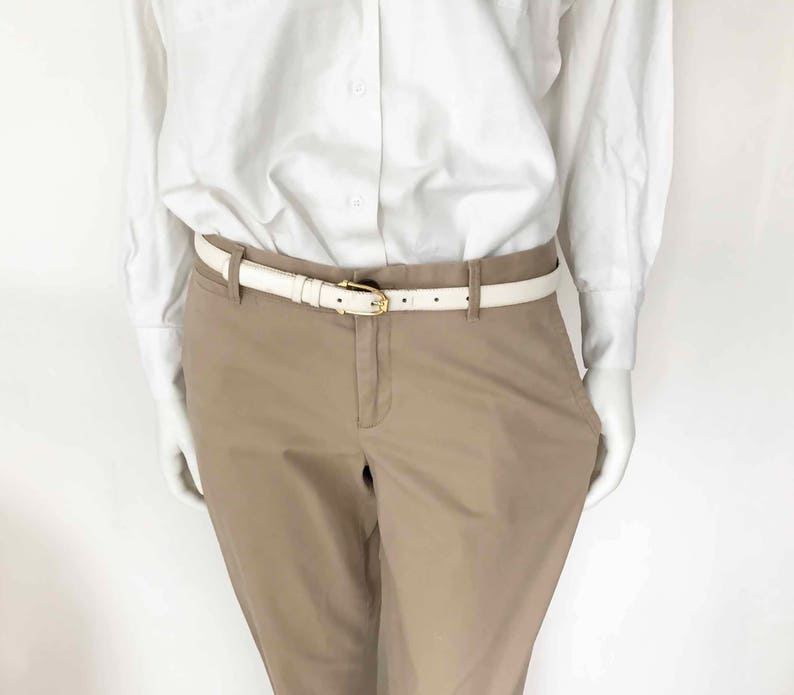 The Chic in Chinos Vintage 90s Khaki Trousers Bottoms Cropped Chinos Cotton Stretch Hip Huggers Slim Fit