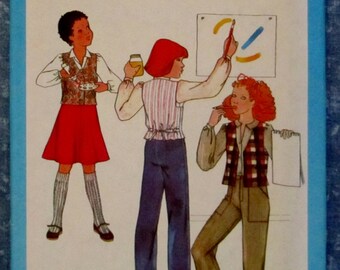 Patrón de costura Simplicity 8632 para falda, pantalón y chaleco sin forro para niña, años 70, talla 10