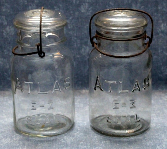 Lot Of 2 Atlas E Z Seal Wire Bail And Glass Lid Quartz Size Etsy