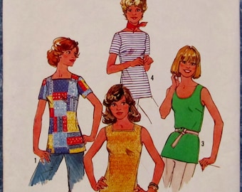 Vintage 1970s se pierde tops tamaño 12 patrón de costura simplicidad 7533