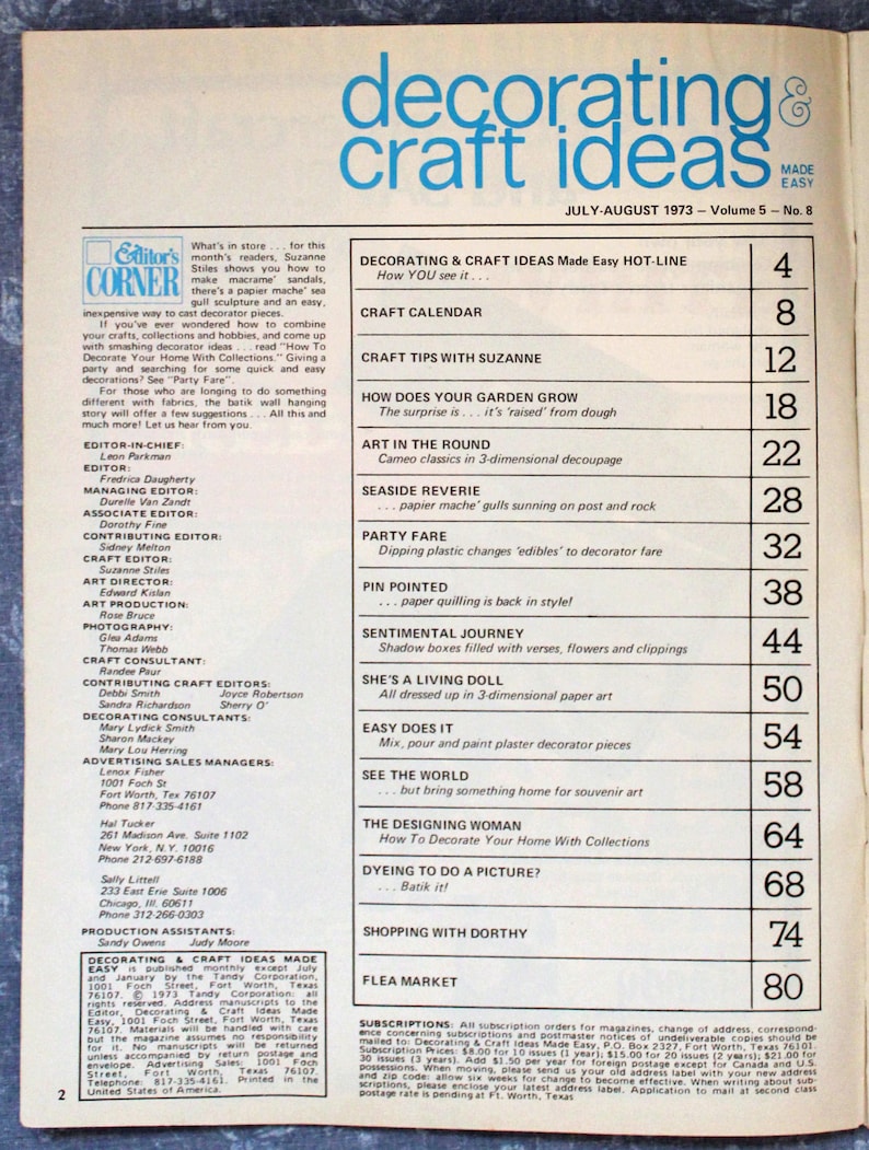Decorating /& Craft Ideas Made Easy August 1973 CR0103 FREE SHIPPING