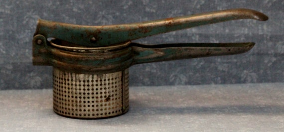 Pale Yellow Farmhouse Kitchen Vintage Potato RicerShabby Chic Kitchen Metal Vintage Potato Handheld RicerOld Farmhouse Metal Potato Masher