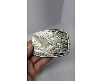 vintage 1970er Jahre Gürtelschnalle ADLER Berg Western Cowboy MESSING harley Silber Gold