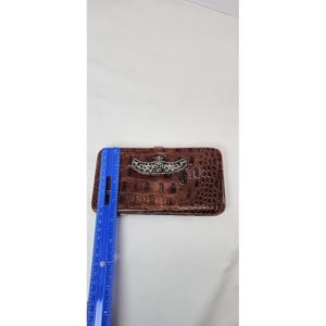 Vintage Brighton Croc Embossed Leather Wallet Clutch Kiss Lock Organizer image 6
