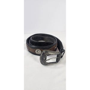 Tony Lama Black Leather Concho Belt with Silver Medallions Vintage Tony Lama Silver Concho Western Belt Women Size 30  main image 3