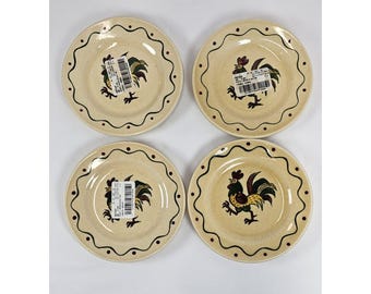 4 Metlox Poppytrail California Provincial Green Rooster Dessert Bowls 6" NEW MCM