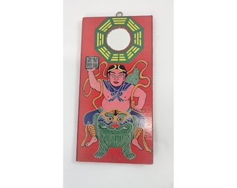 Vintage Feng Shui Bagua Lustro Drewniane Ścienne Wiszące Chiński Trigram Bóstwa Sztuki