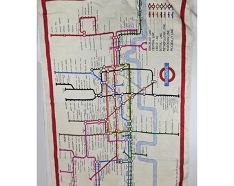 Vintage London Underground Map Tea Towel Linen Lamont Ireland Railways