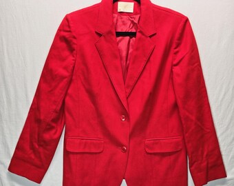 Chaqueta tipo blazer Pendleton vintage para mujer, roja, 100% lana virgen, fabricada en EE. UU., sin etiqueta de talla.