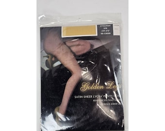 Medias de licra transparentes satinadas Golden Legs color dorado, talla S/M, estilo vintage 869