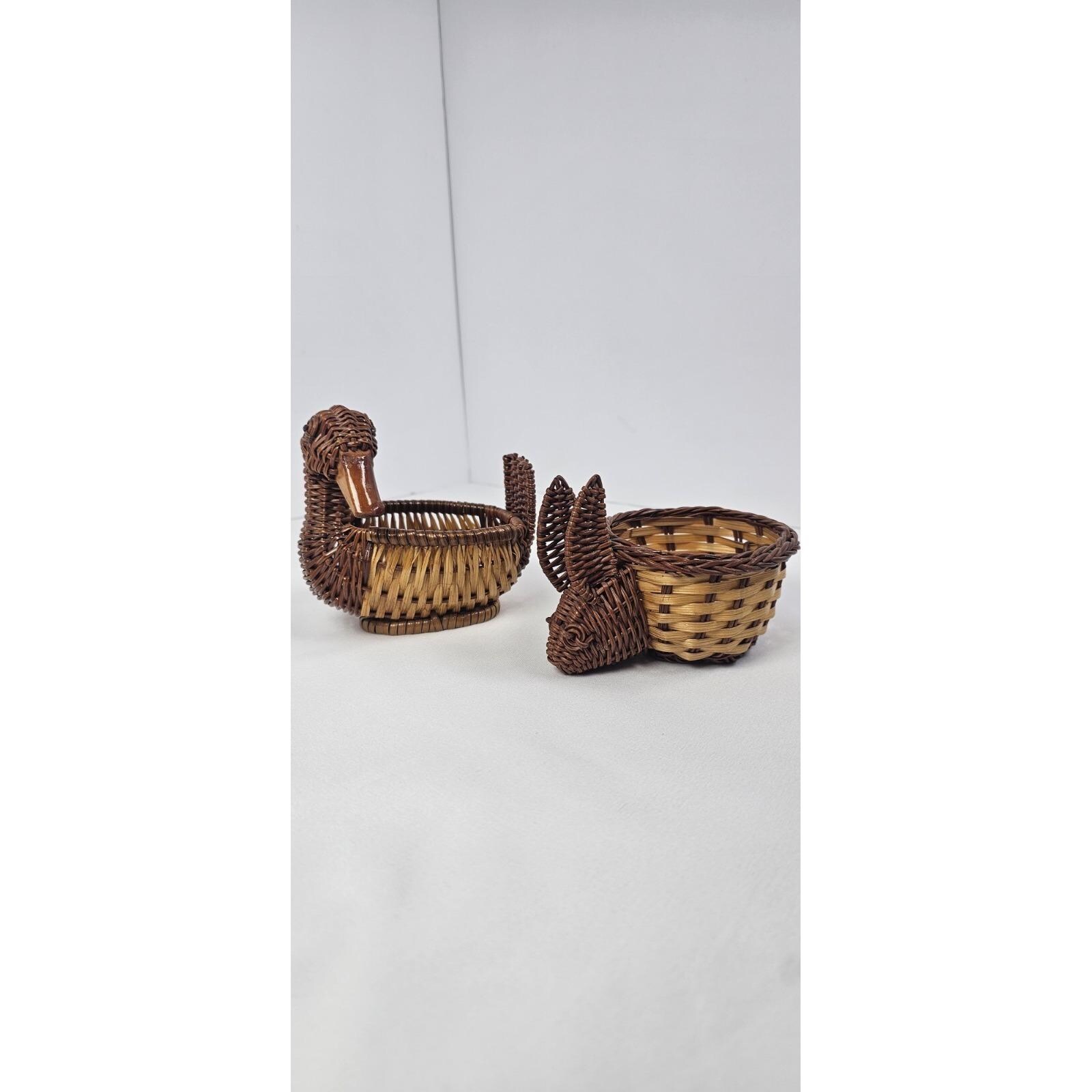 Panier Vintage En forme De Canard En Osier Tressé