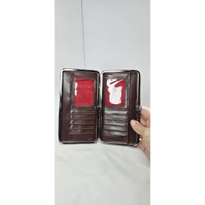 Vintage Brighton Croc Embossed Leather Wallet Clutch Kiss Lock Organizer image 4