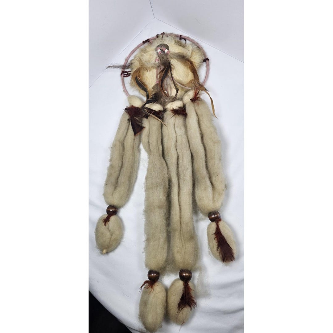 Native American Style Dream Catcher With Fur, Feathers, Beads ...