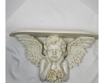Vintage Style Cherub Wandregal Shabby Chic Dekor 43 cm