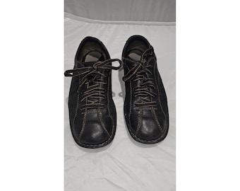 Zapatos Oxford Born W31015 de piel y ante negros para mujer, talla 7.5/38.5