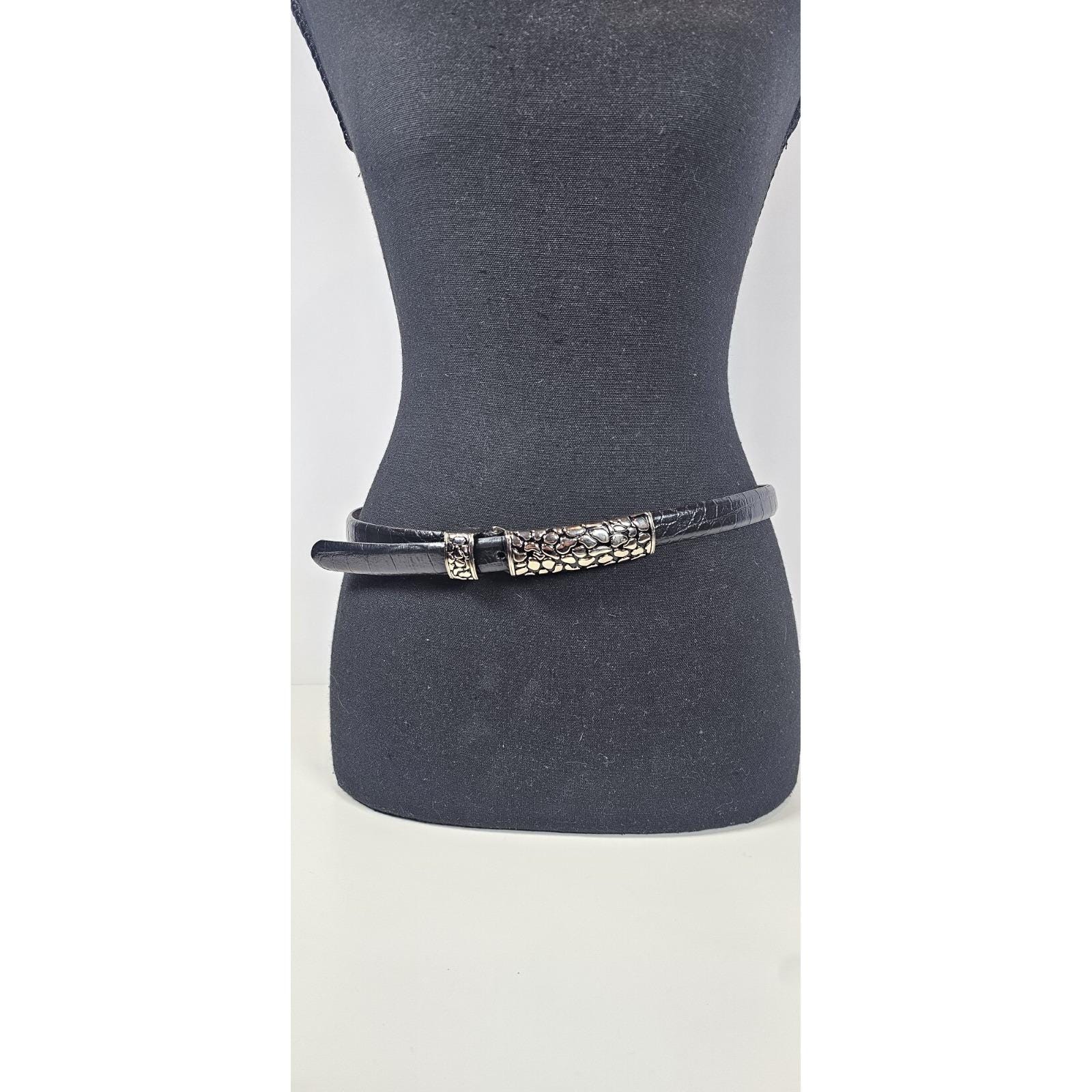 Captiva Tan Embossed Leather Decorative Heavy Silver Metal Accent Belt Genuine Leather Belt with Caiman Back Print and Metal Buckle  main image 3