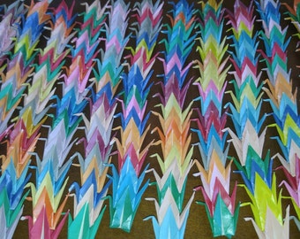 1000 colorful paper origami cranes