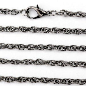 Gun Metal Plated Rope Chains 3 MM Wholesale Necklace Lot