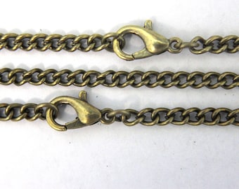 Antique Brass Curb Chain 3 MM Plated Lot Wholesale Necklace Bulk