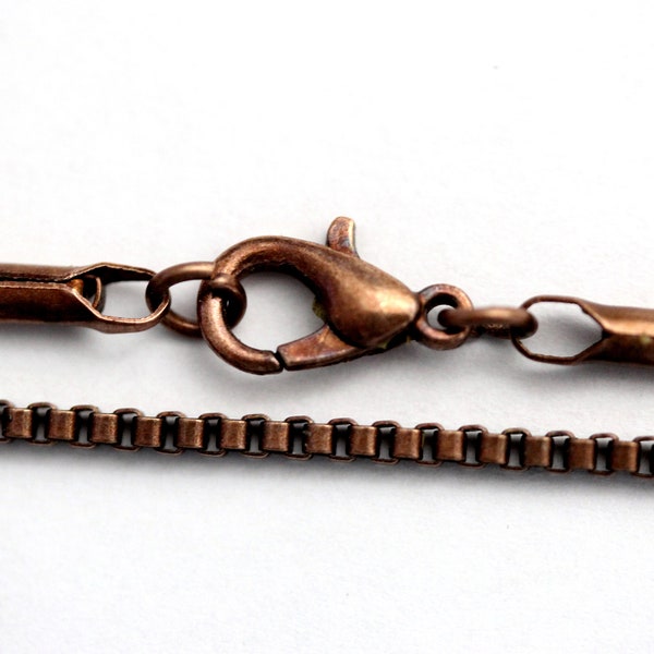 Antique Copper Box Chains Plated 2 MM Wholesale Lot Bulk Necklace USA Seller