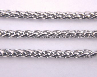 Wheat Chain Stainless Steel Necklace 3 MM Wholesale Lot Bulk