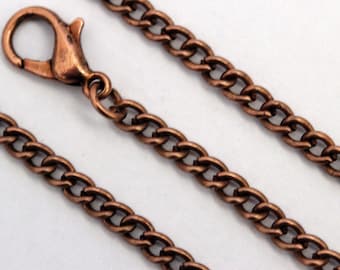 Antique Copper Plated Curb Chain 3 MM Lot Wholesale Necklace Bulk