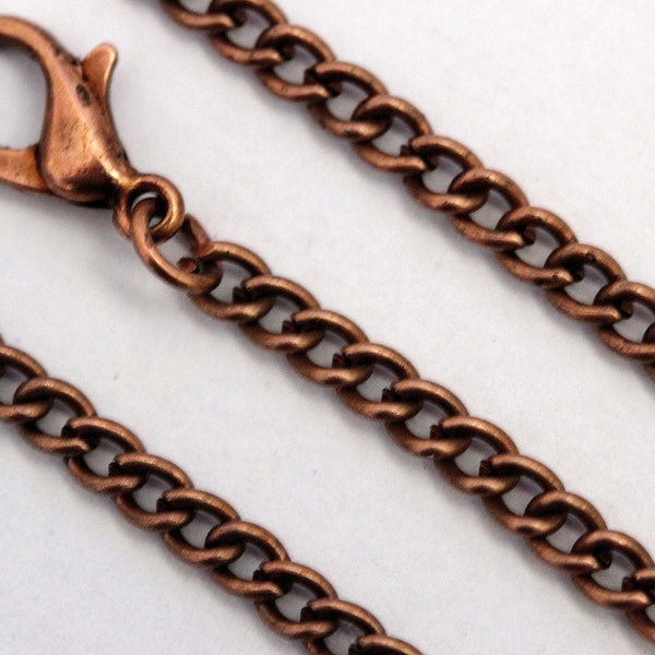 Antique Copper Plated Curb Chain 3 MM Lot Wholesale Necklace Bulk