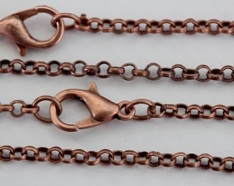 Antique Copper Plated Rolo Chains Wholesale Necklace Lot Bulk