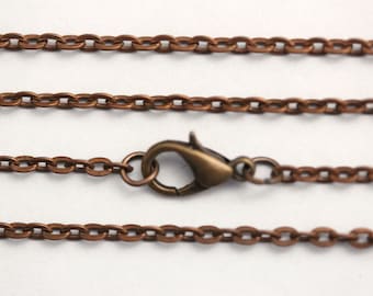 Antique Copper 2 MM Flat Cable Chains Plated Wholesale Lot Bulk Necklace USA Seller