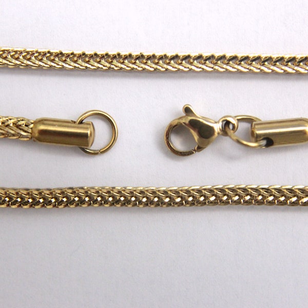 Foxtail Chain Square 2.5 MM Gold Plated Stainless Steel Necklace Wholesale Lot Bulk