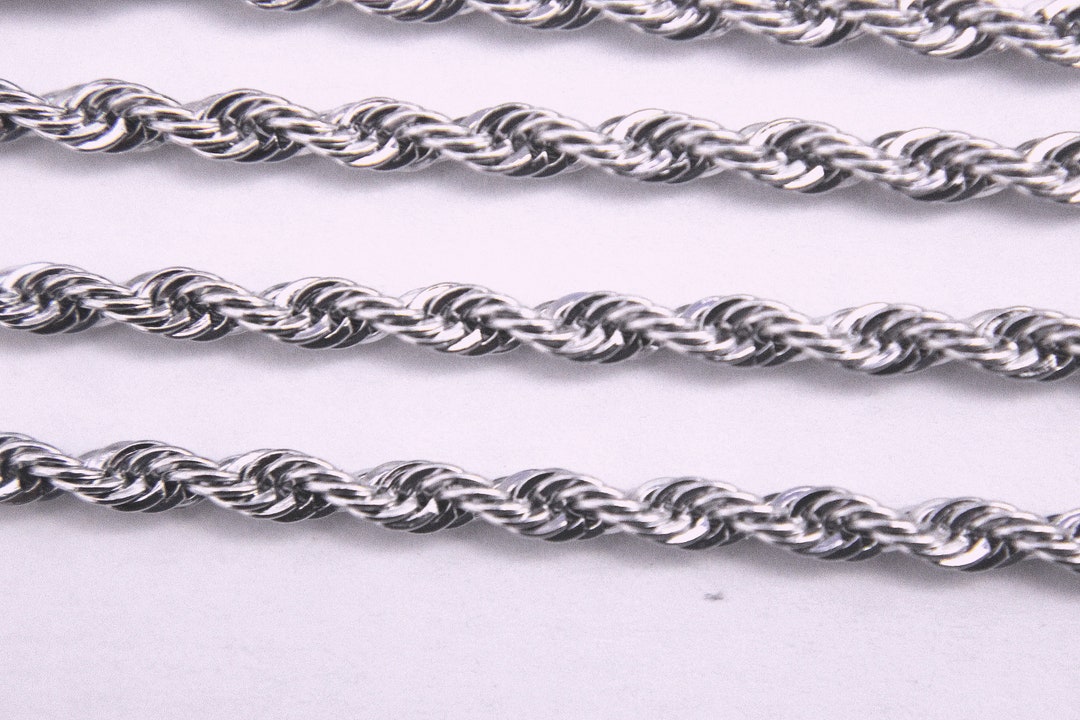 French Rope Style Chain French Rope 2.5 MM Chain Stainless Steel Necklace Wholesale Lot Bulk 20 ...