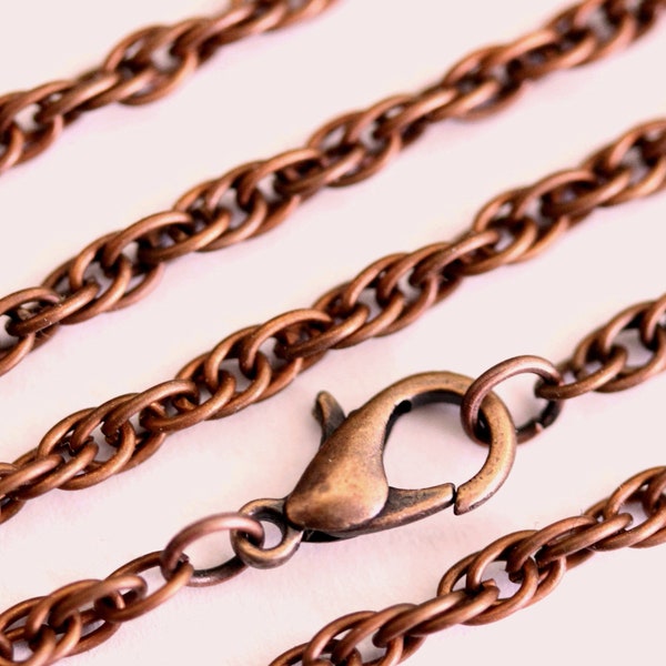 Antique Copper Plated Rope Chain 3 MM 18 - 30 Inch Wholesale Necklace Lot