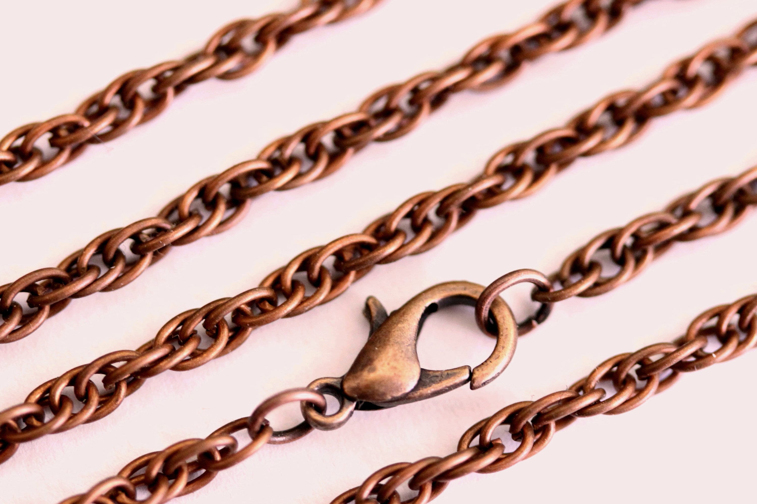10/50 X Antique Copper Necklace for Women, 18 24 30 Inch Copper Chain  Necklace, Cable Link Oval Rolo Necklace Wholesale for Jewelry Making 
