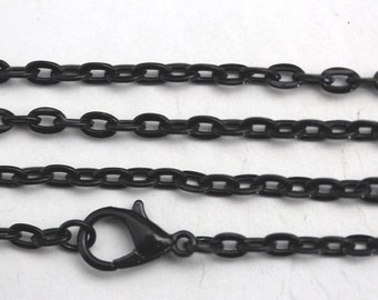 Black Plated Flat Cable Chains Wholesale Necklace Chain Bulk Lot