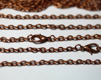 Antique Copper 3 MM Flat Cable Chains Plated Wholesale Lot Bulk Necklace USA Seller