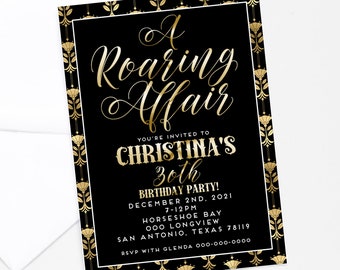 Great Gatsby Invitation – Roaring 20s Birthday, Hollywood Theme (Digital File)