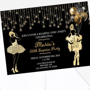 Great Gatsby Invitations-Roaring 1920s Invitations-Art Deco Invites-1920s Invitations-Digital File-Gatsby Wedding Invitations-5x7
