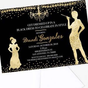Roaring &#39;20s Invitation-Art Deco Invitation-Great Gatsby Bridal Shower-Bridal Shower Invitation-Printable Roaring 20s