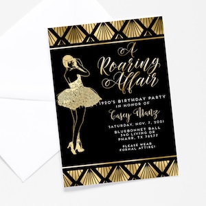 Roaring &#39;20s Invitation-Art Deco Invitation-Great Gatsby Birthday Invitation-Flirty and Thirty; Forty; Fifty etc. Invitation- Roaring 20s