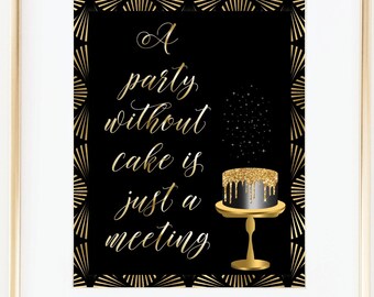 Gatsby Party Sign, Art Deco Cake Print (Digital Download)
