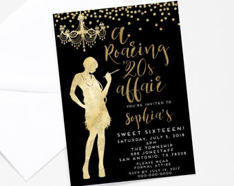 Roaring '20s Invitation-Art Deco Invitation-Great Gatsby Birthday Invitation-Flirty and Thirty; Forty; Fifty etc. Invitation- Roaring 20s