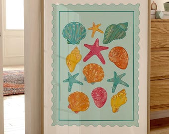 Coastal Cowgirl Seashell Print: Beachy Ocean Theme Wall Art (Digital Download)