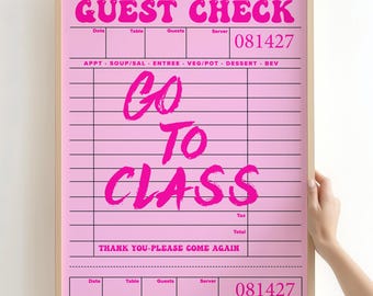 Impresión de cheques de invitado en rosa preppy: Arte mural moderno para dormitorios universitarios (descarga digital)
