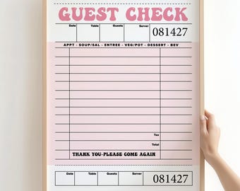 Vintage Style Guest Check Print: Retro Diner Decor (Digital Download
